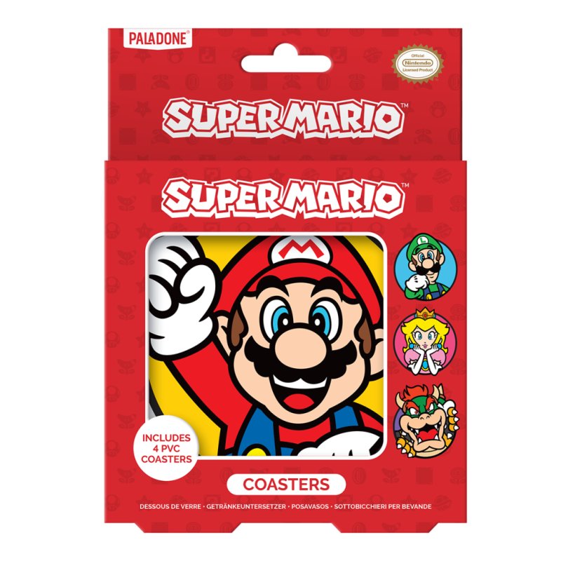 SUPER MARIO - Set de 4 Sous-Verre en Silicone