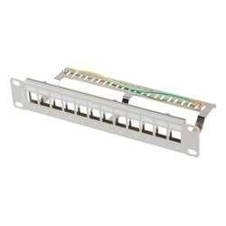 PATCH PANEL LANBERG 12 PUERTOS 1U RACK 10" FTP PARA MODULOS KEYSTONE GRIS