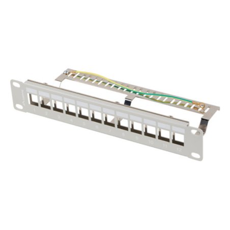 PATCH PANEL LANBERG 12 PUERTOS 1U RACK 10" FTP PARA MODULOS KEYSTONE GRIS