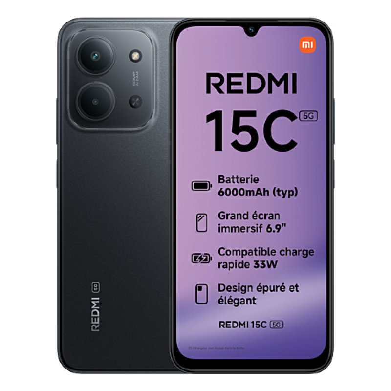 Xiaomi Redmi 15C 5G 17.5 cm (6.9") Hybrid Dual SIM USB Type-C 4 GB 256 GB 6000 mAh Black