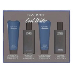 Davidoff Cool Water Men Gift Set Includes Edt Spray 75ml After Shave Balm 75ml Shower Gel 75ml And After Shave 75ml