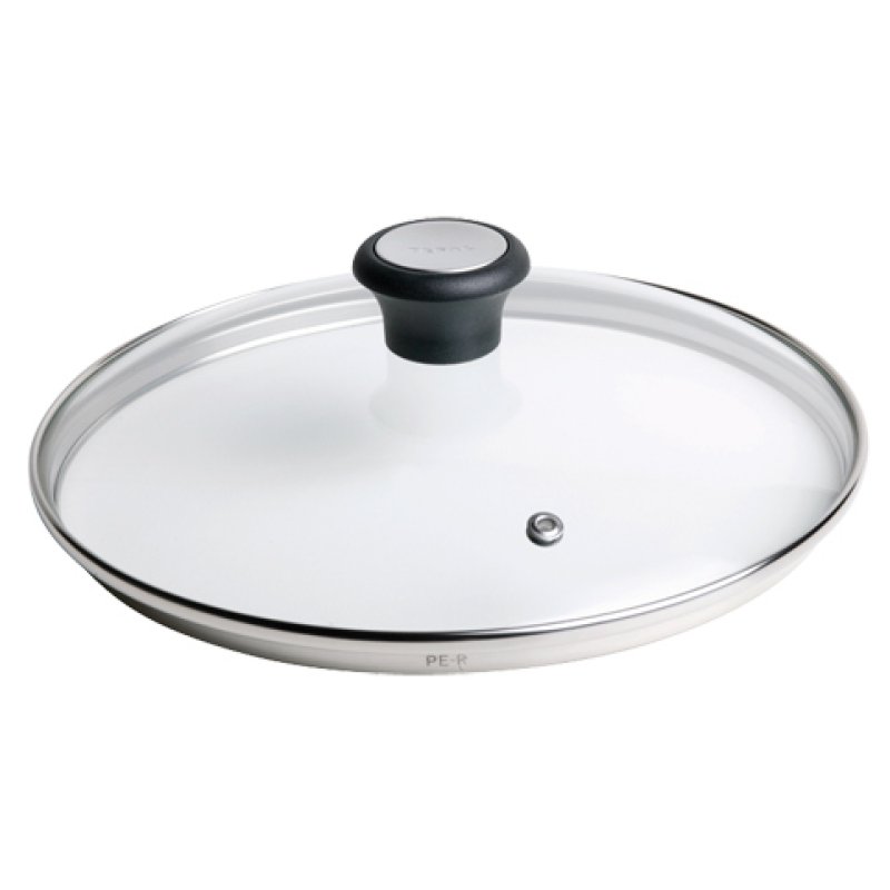Tefal 28097612 couvercle Rond Noir, Acier inoxydable, Transparent