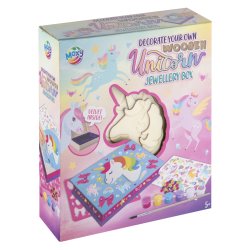 Moxy - DYO Wooden Unicorn Jewellery Box 6 paint/stickers (200050)