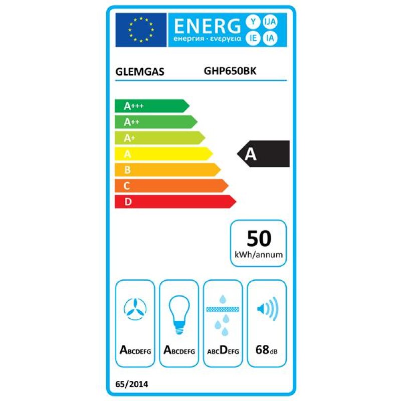 Hotte murale pyramide 60 cm - 569 m³/h - 62 à 68 dB(A) min./max. - Bout *