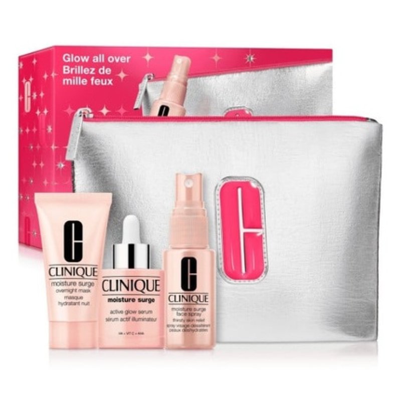 Clinique Glow All Over Moisture Surge Set Includes Active Glow Serum 30ml Overnight Mask 30ml And Face Spray 30ml