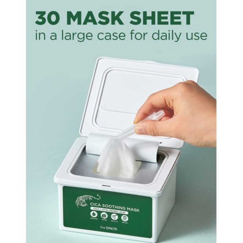 Thesaem Cica Soothing Mask Daily Calming Facial Mask Sheet 30 Count