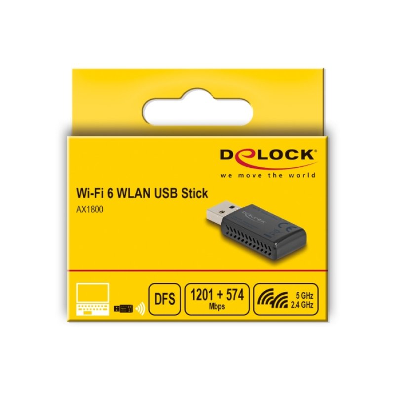 DELOCK Wi-Fi 6 Dualband WLAN USB Stick AX1800 1201 574mbps