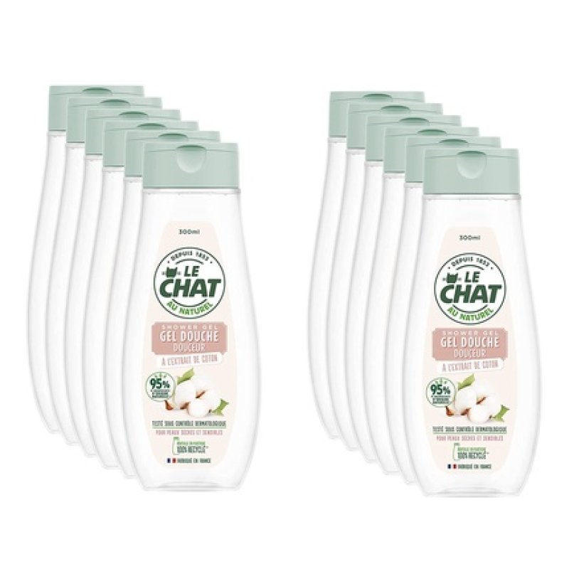 Le Chat Body Shower Gel Soft with Cotton Extract 300ml - Pack of 12