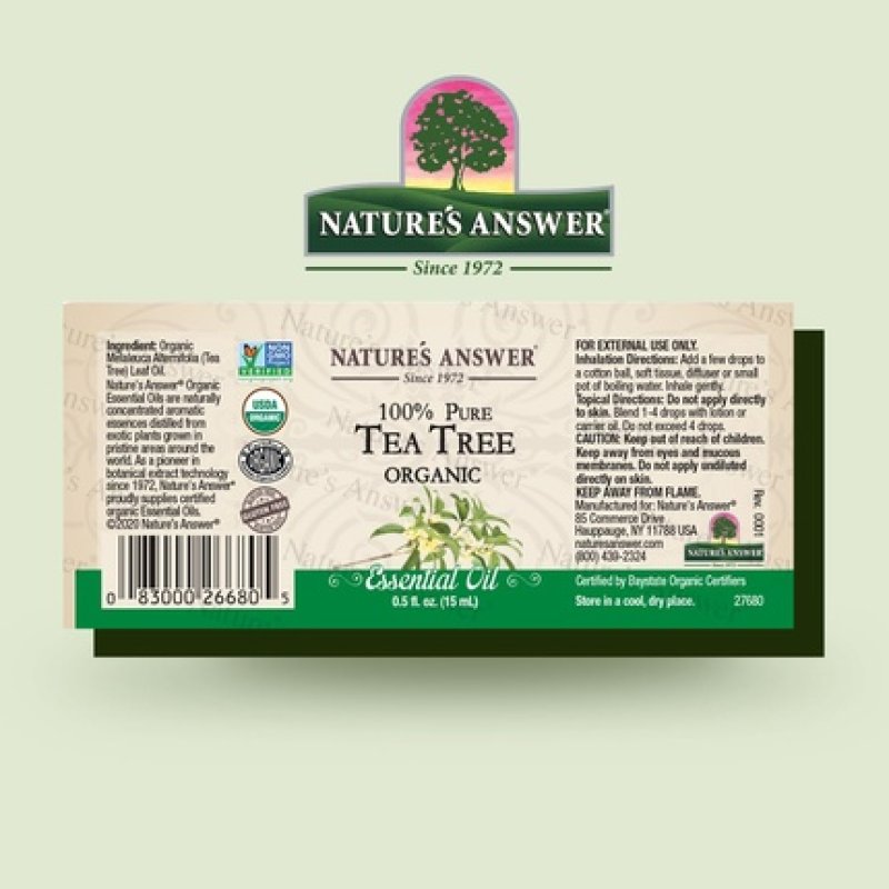 Nature's Answer 100% Pure Organic Tea Tree Essential Oil 0.50 Ounce