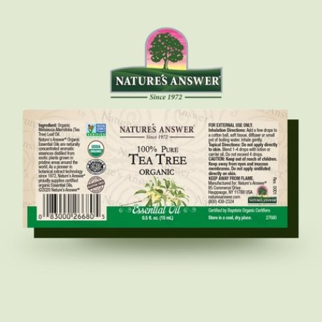Nature's Answer 100% Pure Organic Tea Tree Essential Oil 0.50 Ounce
