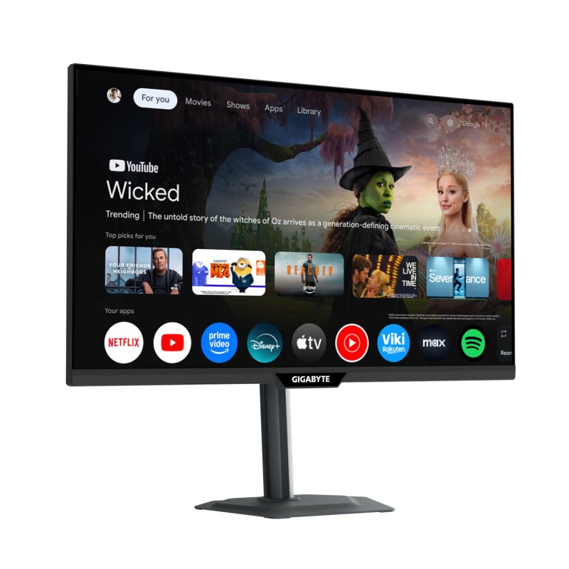 GIGABYTE M27QS 27” 2K QHD Smart Monitor- Google TV, Wireless Display, 2560 x 1440, 180Hz, 1ms, 350 cd/m², FreeSync,