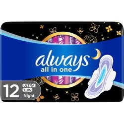Always All In One Ultra Thin Night Pads with Wings 12 Count