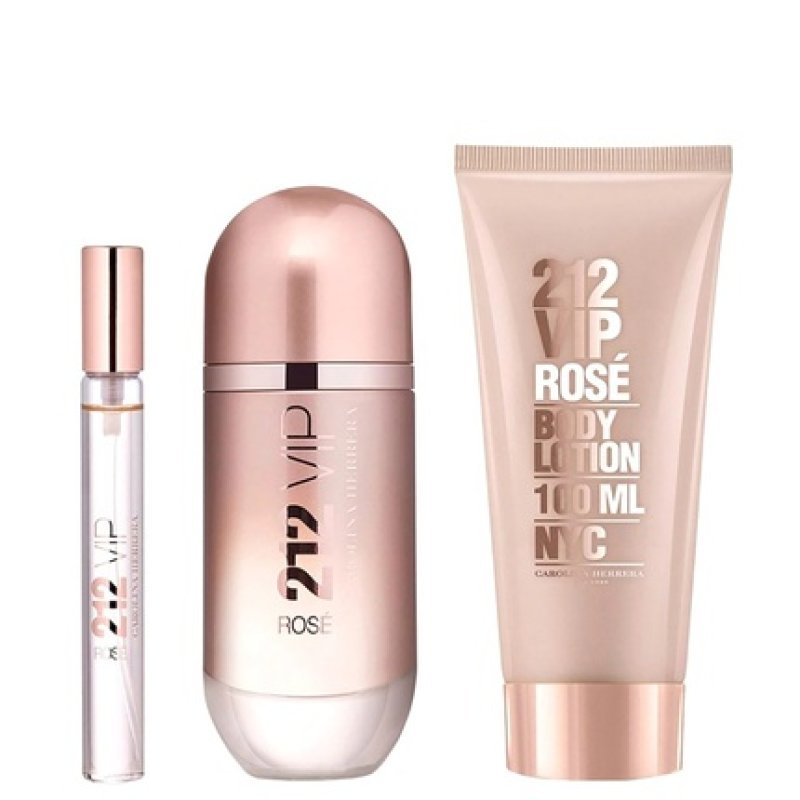 Carolina Herrera 212 Vip Rose Set Eau De Parfum 80ml Eau De Parfum 10ml Body Lotion 100ml
