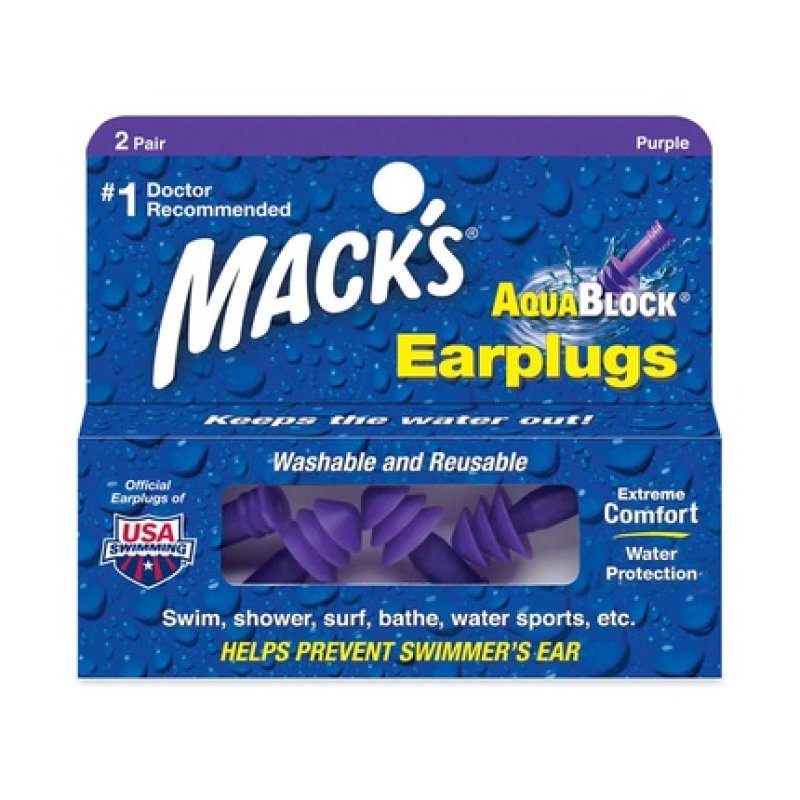 Mack's Aquablock Earplugs 2 Pairs For Ear Protection