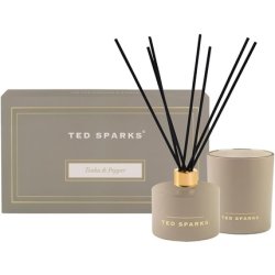 Ted Sparks Scented Candle & Diffuser Set Tonka & Pepper Taupe Gift