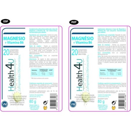 H4u Magnesium Vitamin B6 Effervescent Tablets Lemon Flavor - 20 Tablets