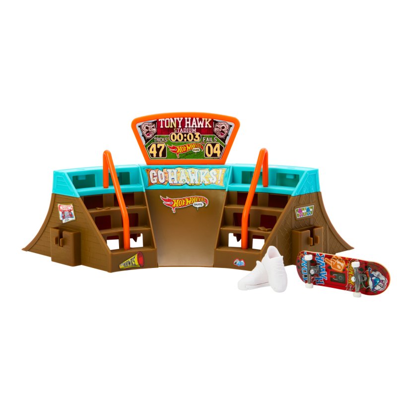 Hot Wheels Action Skate Stadium Set with Exclusive Fingerboard and Skate Shoes