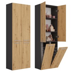 Topeshop NEL 2K DD ANT/ART KP bathroom storage cabinet Graphite Oak