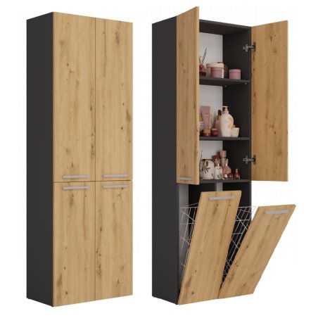 Topeshop NEL 2K DD ANT/ART KP bathroom storage cabinet Graphite Oak