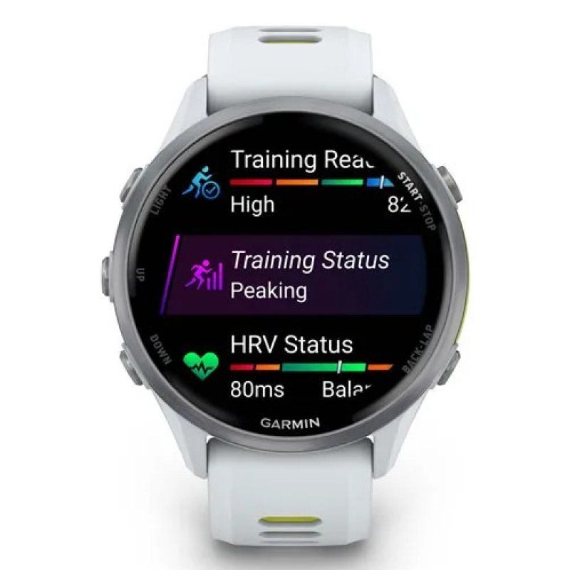 Garmin Forerunner 970 3,56 cm (1.4") AMOLED Numérique 454 x 454 pixels Écran tactile Blanc Wifi GPS (satellite)