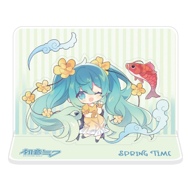 Hatsune Miku Acrylic Figure Standee Hatsune Miku Spring Time Chibi Miku with Koi 11 cm