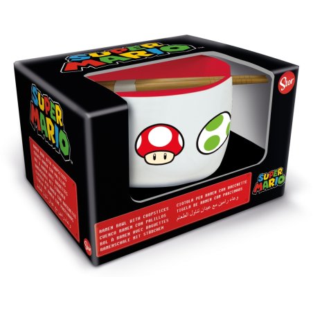 Stor Young Adult - Nintendo - Coffret Cadeau Bol à Ramen et Baguettes en Dolomite - Super Mario