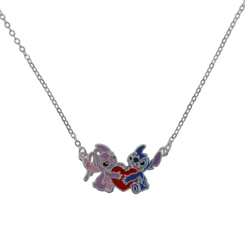 STITCH & ANGEL - Love - Collier Argenté avec Pendentif 18mm