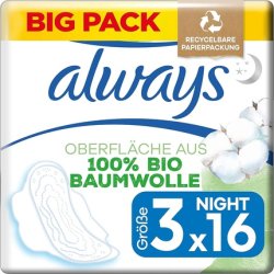 Always Cotton Protection Ultra Night Sanitary Pads with Wings X16 16 Pieces