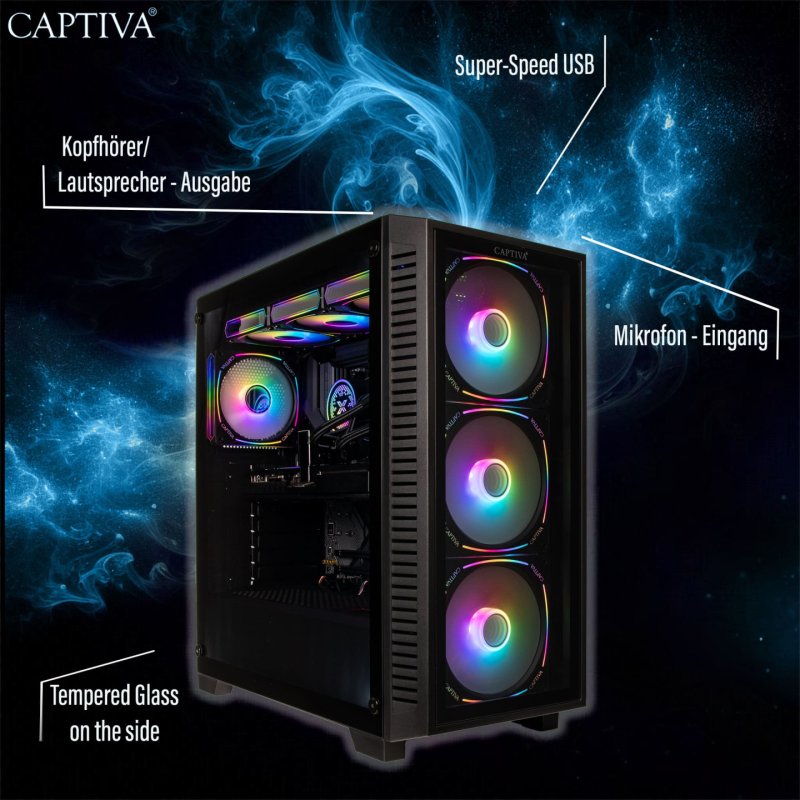 CAPTIVA R95-005 (Ryzen 7 7800X3D/RTX5070 12GB GDDR7/SSD 2TB/64GB/WLAN/Windows 11 Home 64-bit) (95005)