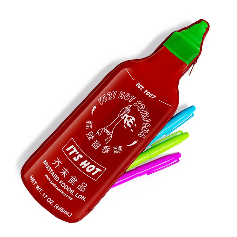 Mustard - Sriracha Pencil Case - Red - 8 inches height x 3 inches diameter