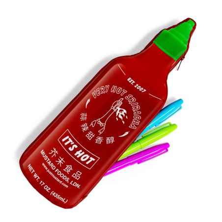 Mustard - Sriracha Pencil Case - Red - 8 inches height x 3 inches diameter