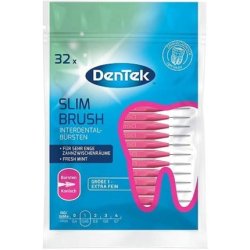 DenTek Slim Brush Size 1 Extra Fine for Very Tight Spaces with Mint Flavor and Hygienic Cover Pink