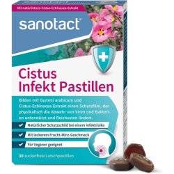 Sanotact Cistus Infection Lozenges Cistus-Echinacea Extract Gum Arabic 30 Lozenges