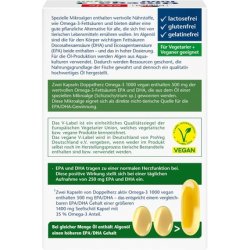Doppelherz Omega-3 1000 Vegan High-Dose Omega-3 Fatty Acids EPA & DHA from Plant Algae Oil 60 Small Vegan Capsules