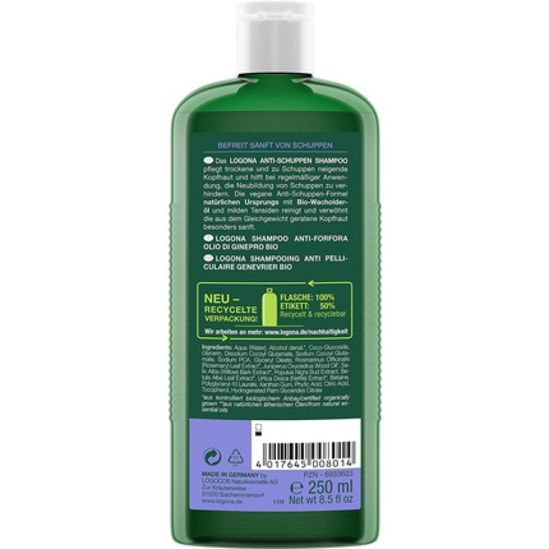 LOGONA Juniper Oil Anti-dandruff Shampoo, 250ml