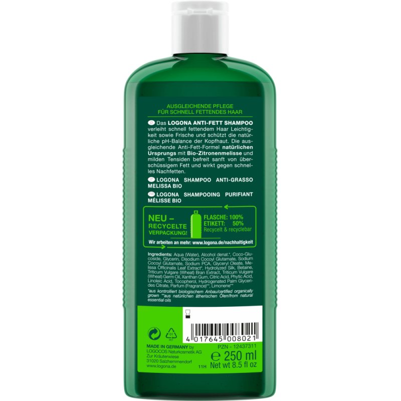 LOGONA Lemon Balm Balance Shampoo, 250ml