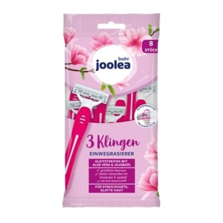 Joolea Disposable Razor with Aloe Vera and Jojoba Oil with 3 Blades 8 Pieces