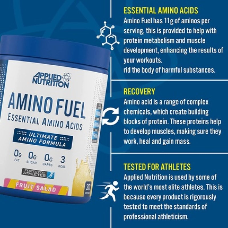 Applied Nutrition Amino Fuel EAA Essential Amino Acids Powder Muscle Fuel & Recovery Candy Ice Blast 390g - 30 Servings