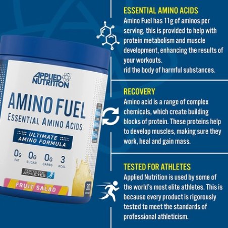Applied Nutrition Amino Fuel EAA Essential Amino Acids Powder Muscle Fuel & Recovery Candy Ice Blast 390g - 30 Servings