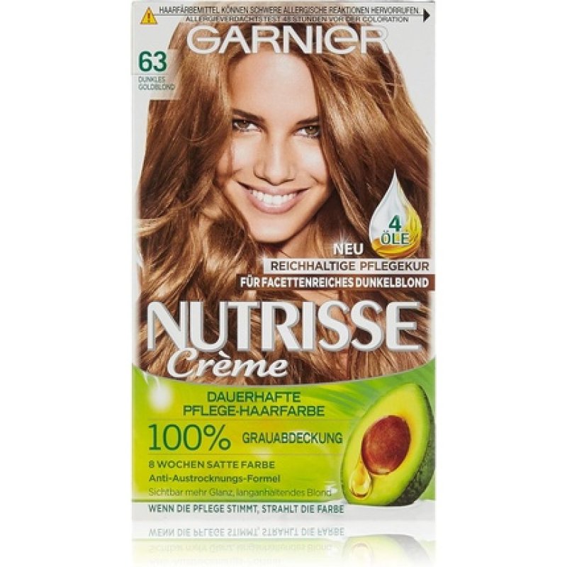 Garnier Nutrisse Dark Golden Blonde Hair Colouring with 3 Nourishing Oils 3 x