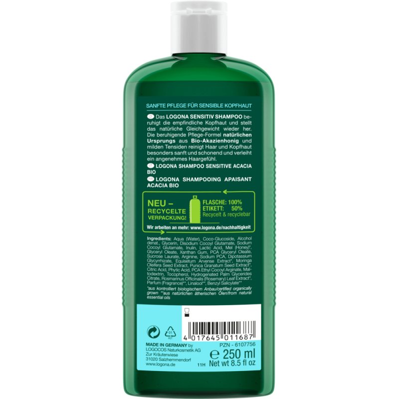 LOGONA Organic Acacia Sensitive Shampoo, 250ml