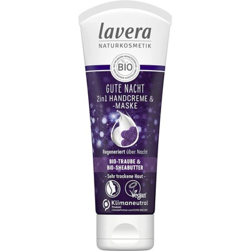 lavera Good Night 2in1 Hand Cream & Mask Certified Natural Cosmetics Vegan Bio Grape & Bio Shea Butter 75ml