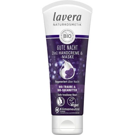 lavera Good Night 2in1 Hand Cream & Mask Certified Natural Cosmetics Vegan Bio Grape & Bio Shea Butter 75ml