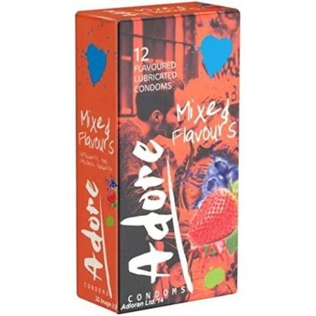 Pasante Adore Mixed Flavors Condoms 12 Pieces