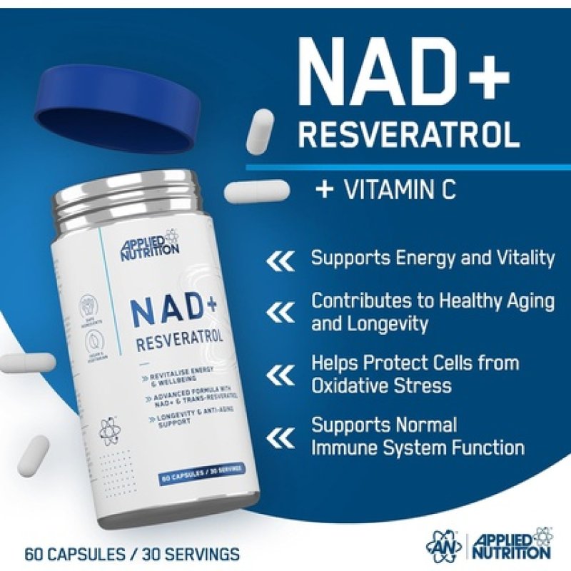 Applied Nutrition NAD Resveratrol 500mg with Vitamin C