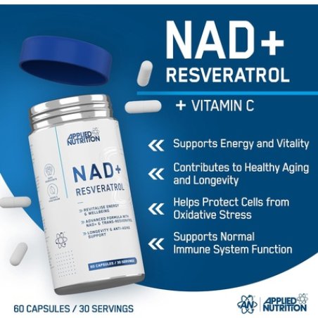 Applied Nutrition NAD Resveratrol 500mg with Vitamin C
