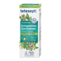 tetesept Relaxing Breathing Bath - Health Bath with 5 Natural Essential Oils - Soothing Bath Additive for Relaxation