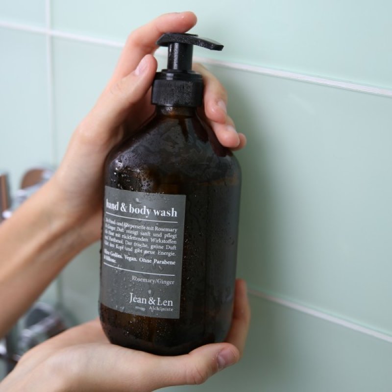 Jean & Len Hand & Body Wash Liquid Spicy Fresh Scent Rosemary & Ginger 16.09 Fl Oz