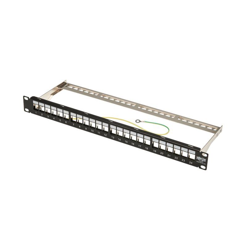 Tripp Lite N062-024-KJ-SH 24-Port 1U Rack-Mount Shielded Blank Keystone/Multimedia Patch Panel, RJ45 Ethernet, USB,