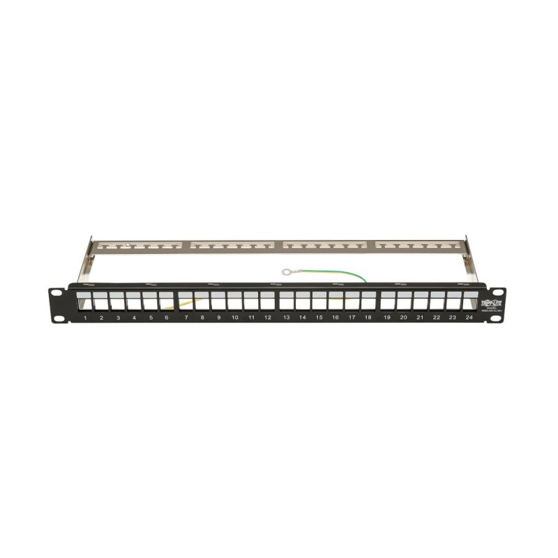 Tripp Lite N062-024-KJ-SH 24-Port 1U Rack-Mount Shielded Blank Keystone/Multimedia Patch Panel, RJ45 Ethernet, USB,